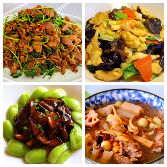 05月28日 周四麻辣鲜香：孜然羊肉🌶️、木耳炒鸡蛋、香菇油菜、双莲排骨汤