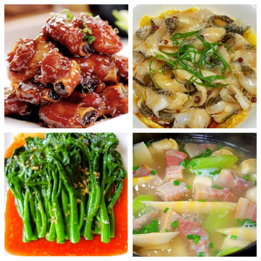 04月18日 周六家乡菜：糖醋小排、葱油鱼片、炒时蔬、腌笃鲜