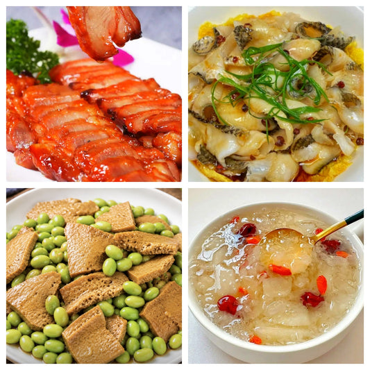06月06日 周六家乡菜：葱油黑鱼片、叉烧肉、素鸡毛豆、银耳根