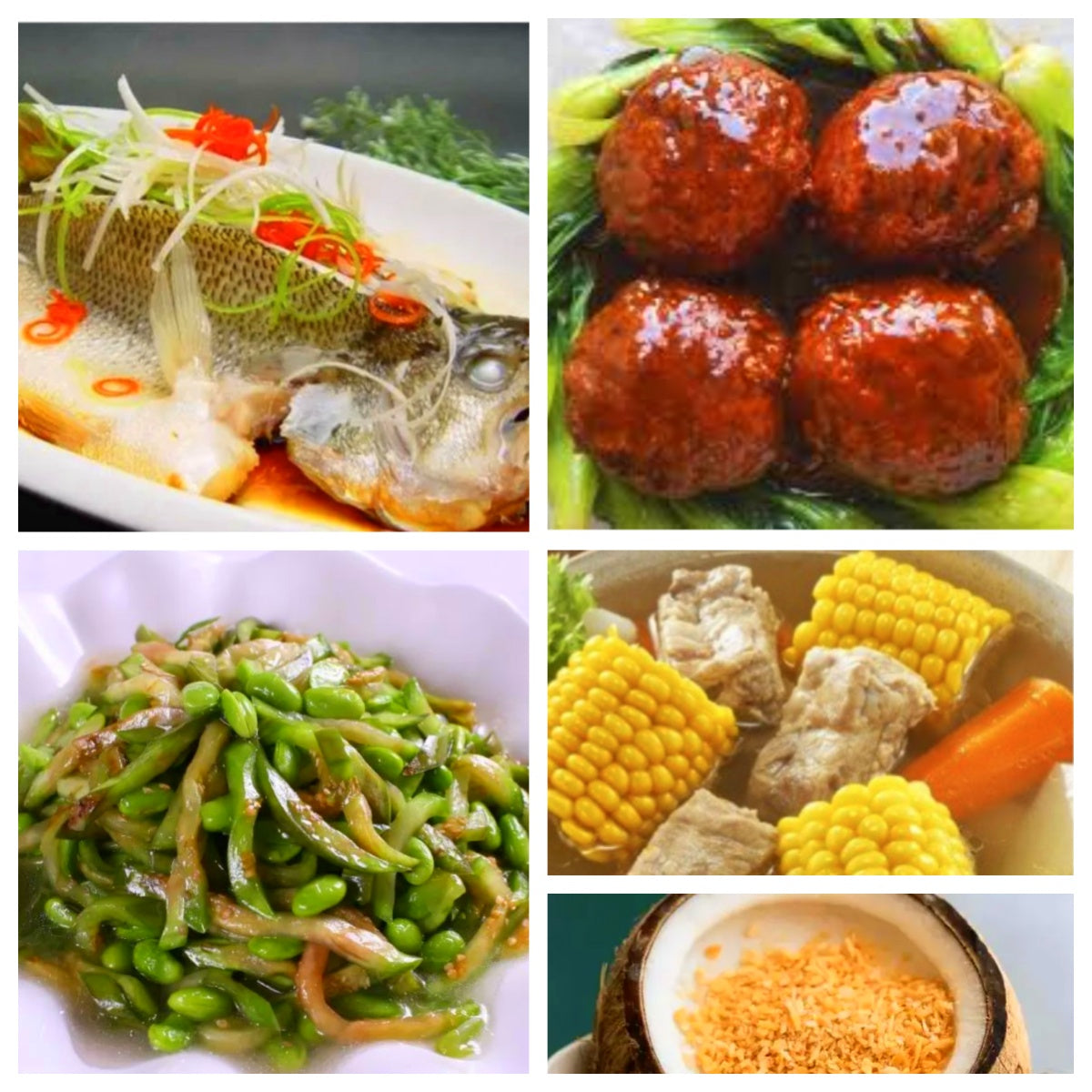 07月29日 周三家乡菜：清蒸鲈鱼、红烧狮子头、茄子青椒炒毛豆子、玉米排骨汤（赠品：双皮奶）