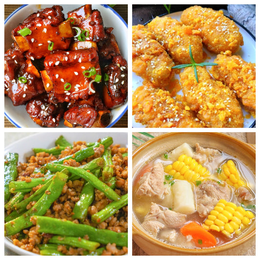 Wednesday, September 3rd: Sweet and Sour Spare Ribs, Salted Egg Yolk Chicken Wings, Minced Pork and Cowpea Soup, Carrot and Corn Spare Rib Soup