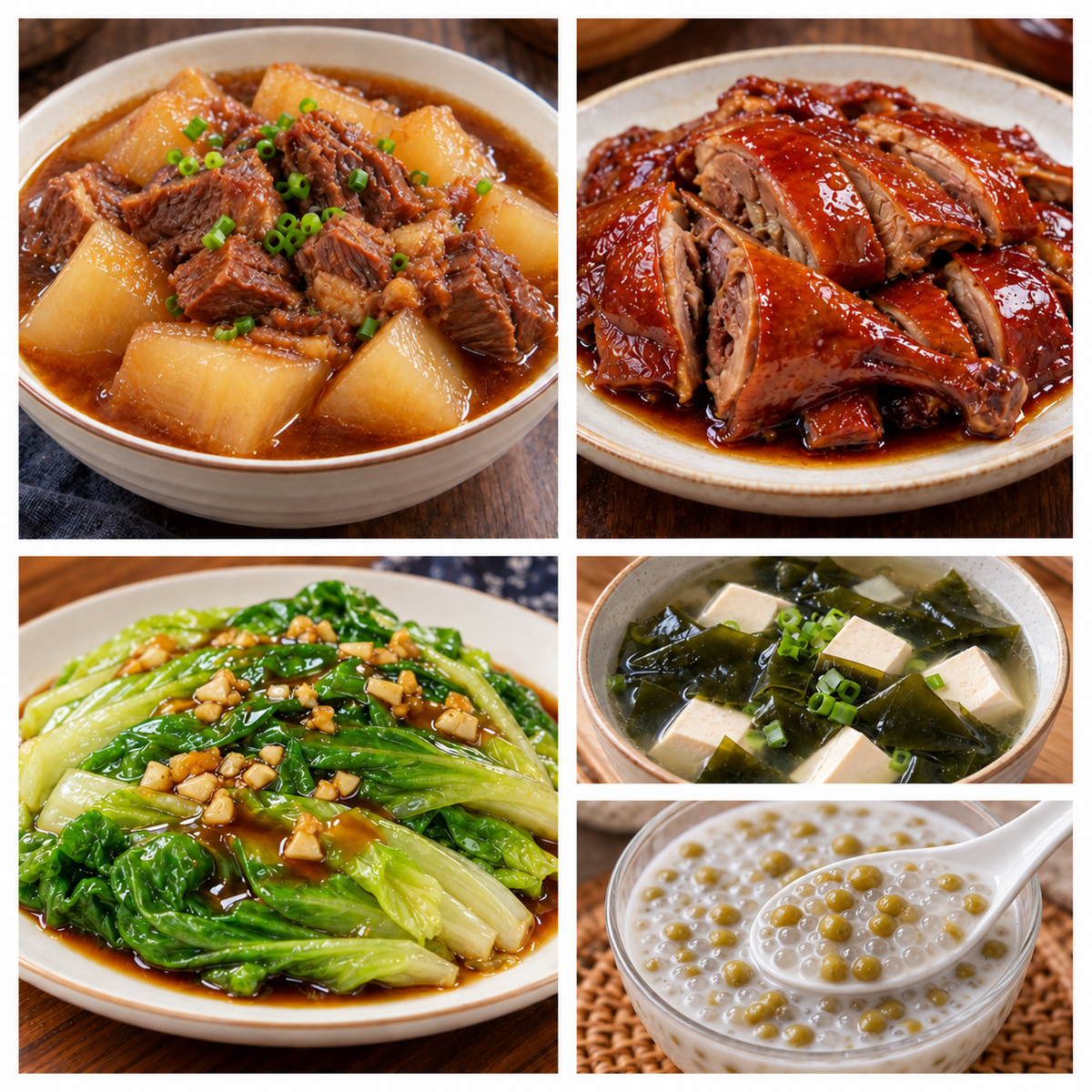 9月28日 周一经典回归：白萝卜炖牛腩、上海酱鸭、蚝油生菜、MISO 海带豆腐汤（赠品：绿豆西米露）