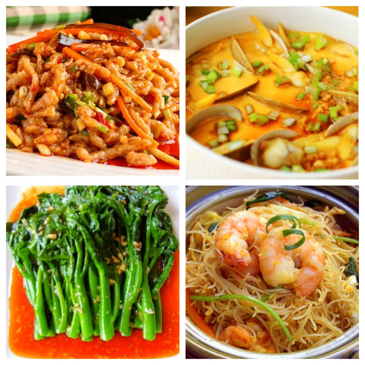 03月31日 周二麻辣鲜香：🌶️鱼香肉丝、蛤蜊蒸蛋、蚝油油菜、海鲜炒米粉