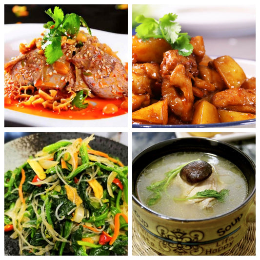 05月19日 周二麻辣鲜香：🌶️夫妻肺片、土豆烧鸡、凉拌菠菜粉丝、枸杞老鸡汤