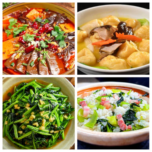 03月03日 周二经典回归：🌶️毛血旺、三鲜鱼面筋、蒜蓉菠菜、上海菜饭