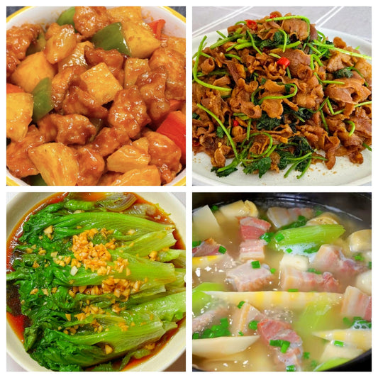 03月10日 周二经典回归：菠萝咕唠肉、孜然羊肉、蚝油a菜、腌笃鲜