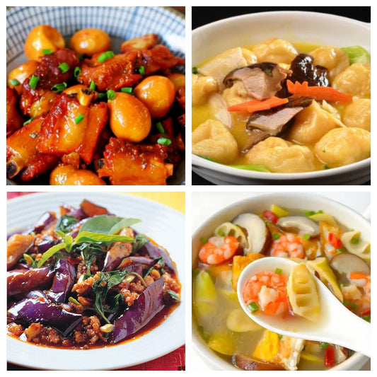 03月16日 周一经典回归：鹌鹑蛋烧排骨、上海鱼面筋、九层塔茄子、春笋鲜虾汤