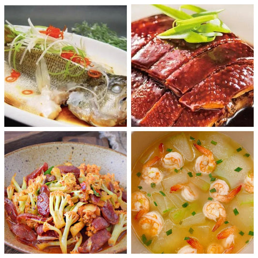 03月27日 周五养生系列：清蒸鲈鱼、上海酱鸭、腊肠炒花菜、冬瓜虾仁汤