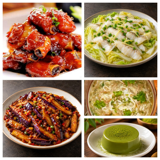 9月22日 周二家乡菜：糖醋排骨、白菜蒸鱼片、鱼香茄子、西湖牛肉羹（赠品：抹茶冻）