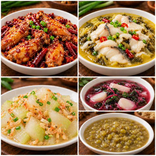 10月27日 周二麻辣鲜香：香辣鸡翅🌶️、酸菜鱼、虾皮冬瓜、山药红苋汤（赠品：绿豆沙）