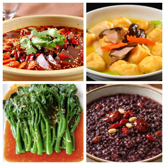05月16日 周六麻辣鲜香：🌶️毛血旺、三鲜鱼面筋、炒时蔬、紫米粥