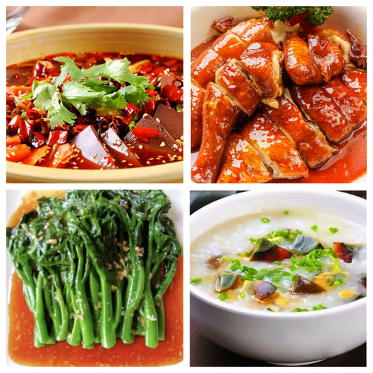 05月30日 周六麻辣鲜香：🌶️毛血旺、豉油鸡、炒时蔬、皮蛋瘦肉粥