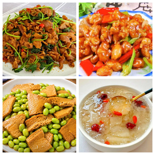 06月06日 周六麻辣鲜香：🌶️孜然羊肉、溜肉段、素鸡毛豆、银耳羹