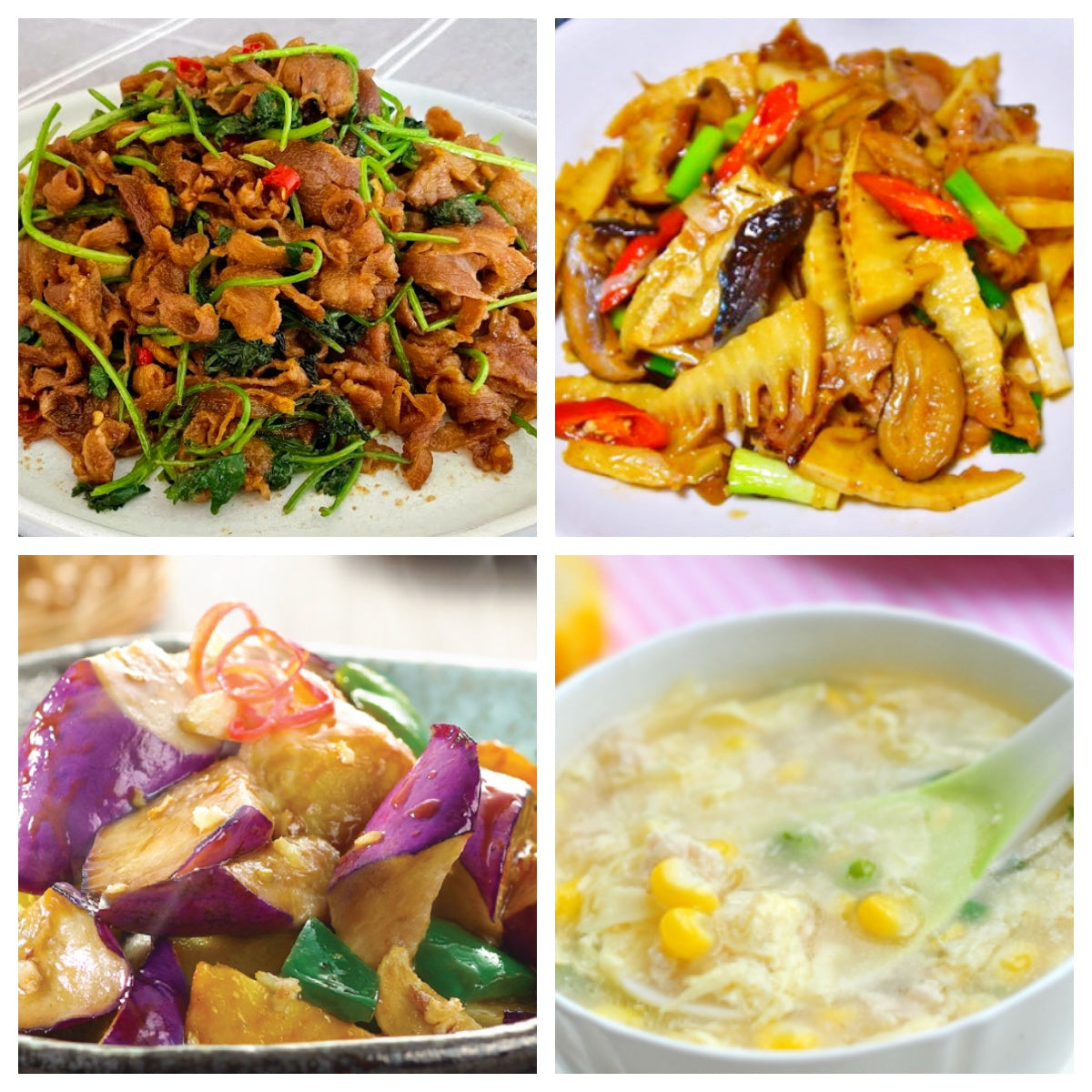 12月13日 周六麻辣鲜香：🌶️孜然羊肉、冬笋炒肉片、地三鲜、鸡茸玉米羹