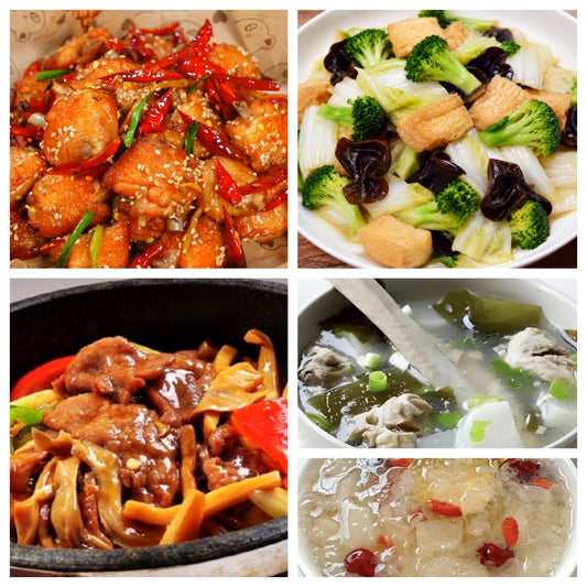 07月06日 周一麻辣鲜香：🌶️辣子鸡翅、杂菌牛肉、上海炒素、薏仁海苔筒骨汤（赠品：银耳羹）