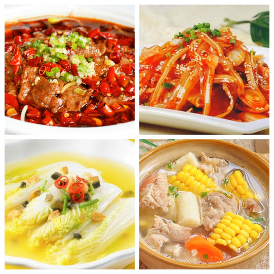 3月24日 周一麻辣鲜香： 🌶️水煮牛肉、🌶️凉拌猪耳、上汤娃娃菜、玉米胡萝卜排骨汤