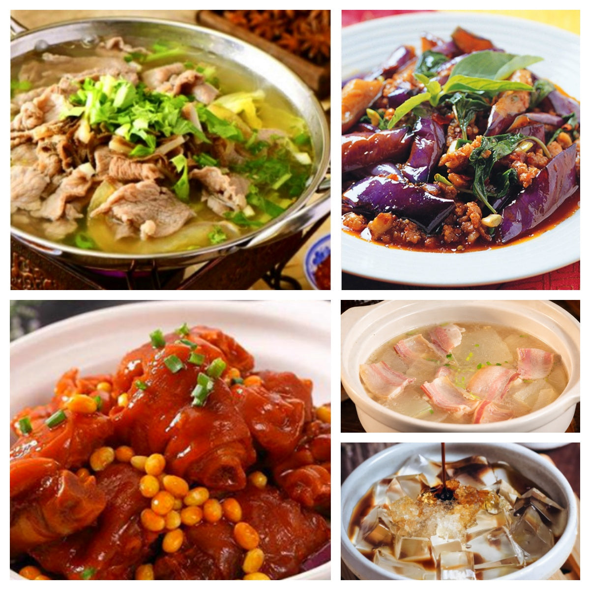 07月13日 周一麻辣鲜香：🌶️黄豆炖猪蹄、跷脚牛肉、九层塔茄子、咸肉冬瓜扁尖汤（赠品：冰粉）