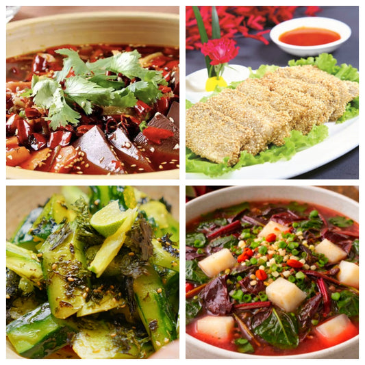 06月17日 周三麻辣鲜香：🌶️毛血旺、芝麻鱼排、凉拌海苔黄瓜、红苋菜山药汤