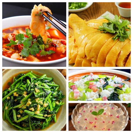 9月02日 周三麻辣鲜香：水煮鱼🌶️、上海三黄鸡、蒜蓉菠菜、上海菜饭（赠品：荔枝冰粉）