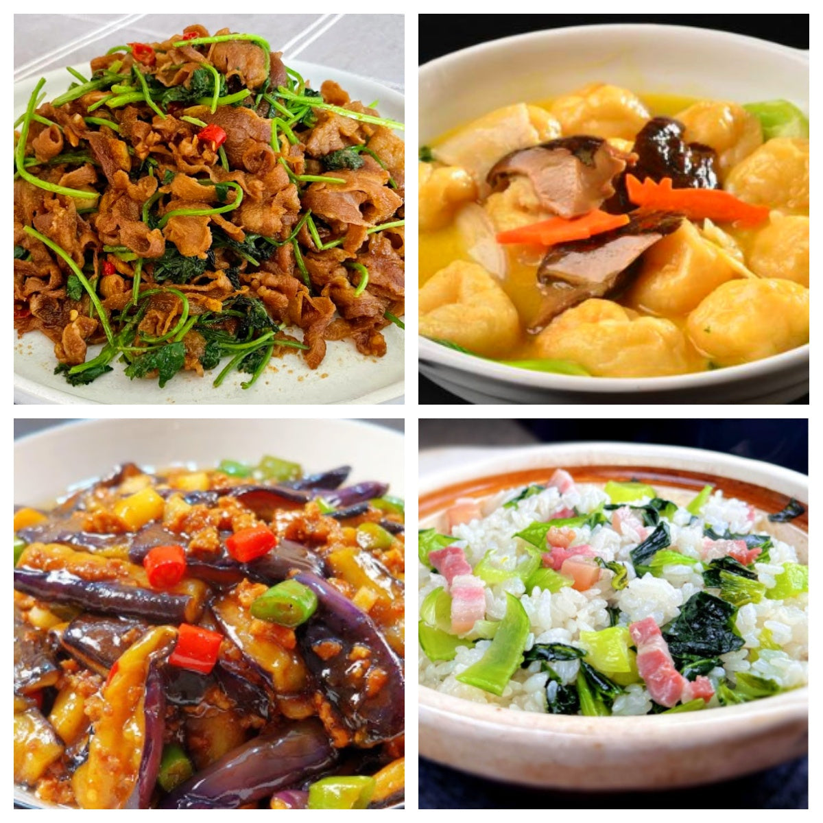 02月11日 周三麻辣鲜香： 🌶️孜然羊肉、三鲜鱼面筋、肉末茄子、上海菜饭