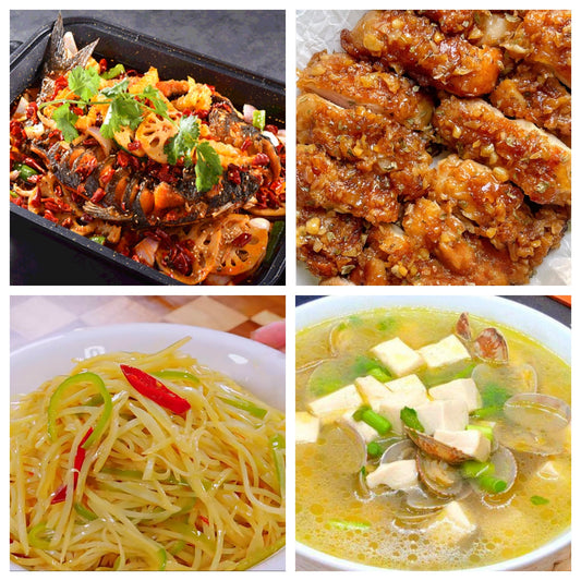 04月15日 周三味觉探险：麻辣烤鱼🌶️、黄油脆皮鸡、凉拌土豆丝、蛤蜊豆腐汤