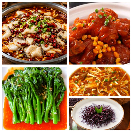 08月12日 周三麻辣鲜香：沸腾鱼片🌶️、黄豆焖猪脚、蚝油油菜、酸辣汤（赠品：椰汁紫米）