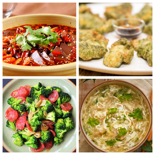 05月20日 周三麻辣鲜香：🌶️毛血旺、海苔鱼柳、腊肠炒西兰花、西湖牛肉羹