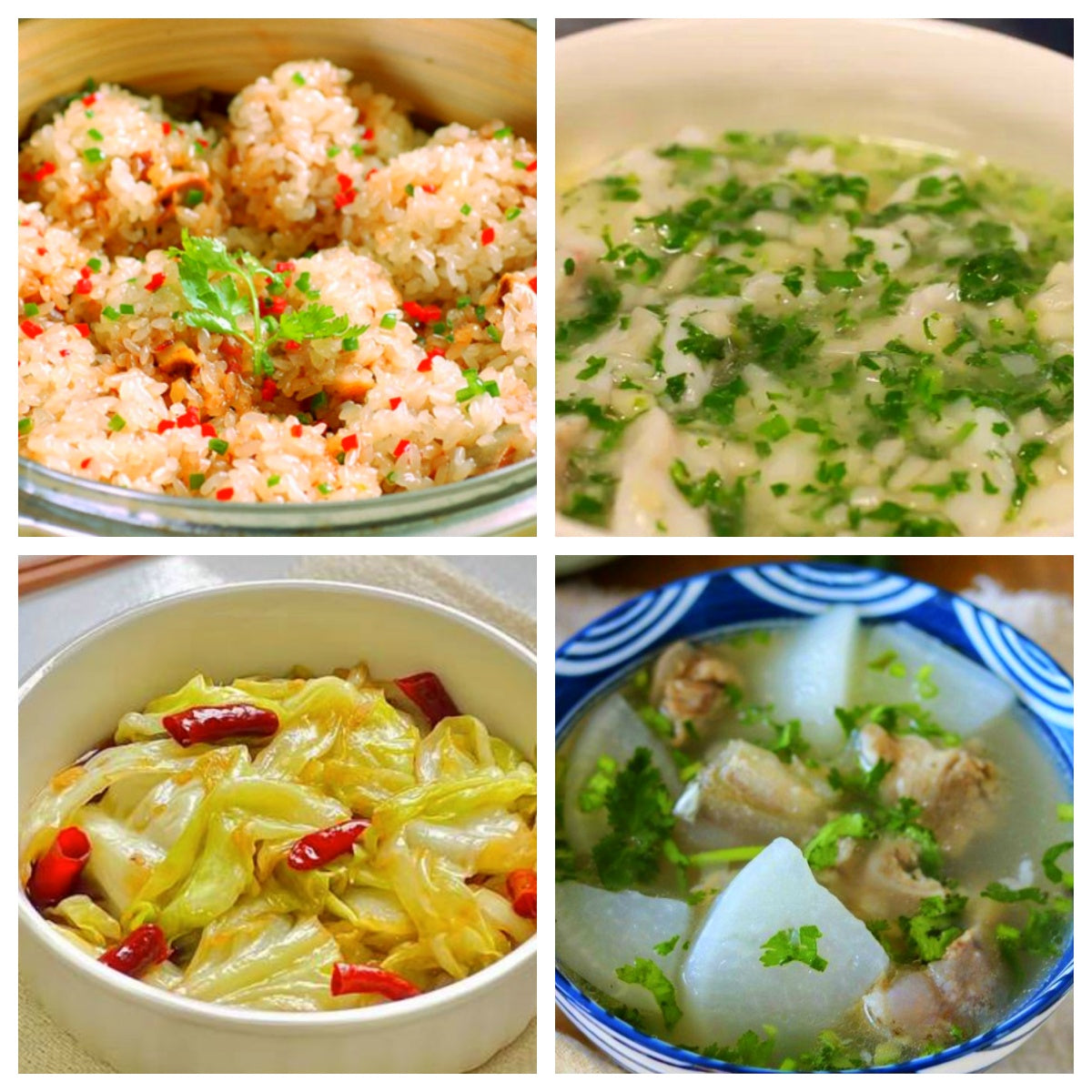 06月09日 周二经典回归：海派糯米蒸排骨、荠菜鱼片、炝炒包心菜、萝卜筒骨汤