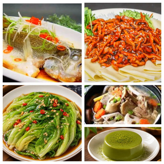 9月01日 周二经典回归：清蒸鲈鱼、京酱肉丝、蚝油生菜、双莲筒骨汤（赠品：抹茶冻）
