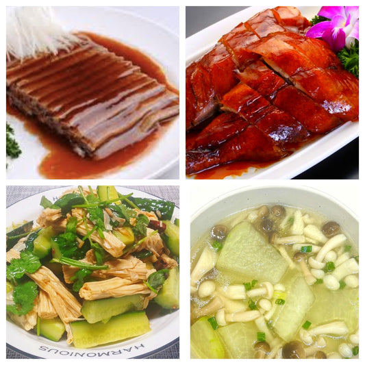 7月30日 周二经典回归：红扒牛肉、广东烧鸭、凉拌腐竹黄瓜、海鲜菇冬瓜汤