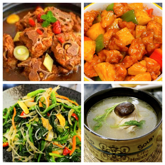05月19日 周二经典回归：酱香牛背骨、菠萝咕咾肉、凉拌菠菜粉丝、枸杞老鸡汤