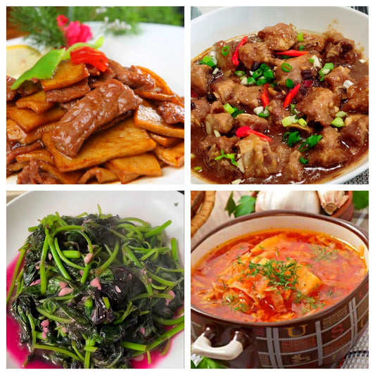 05月05日 周二经典回归：杏鲍菇炒牛肉、豆豉排骨、蒜蓉红苋菜、罗宋汤