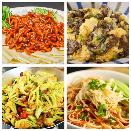 06月12日 周五家乡菜：京酱肉丝、嫩牛滑蛋、干锅花菜、上海凉面