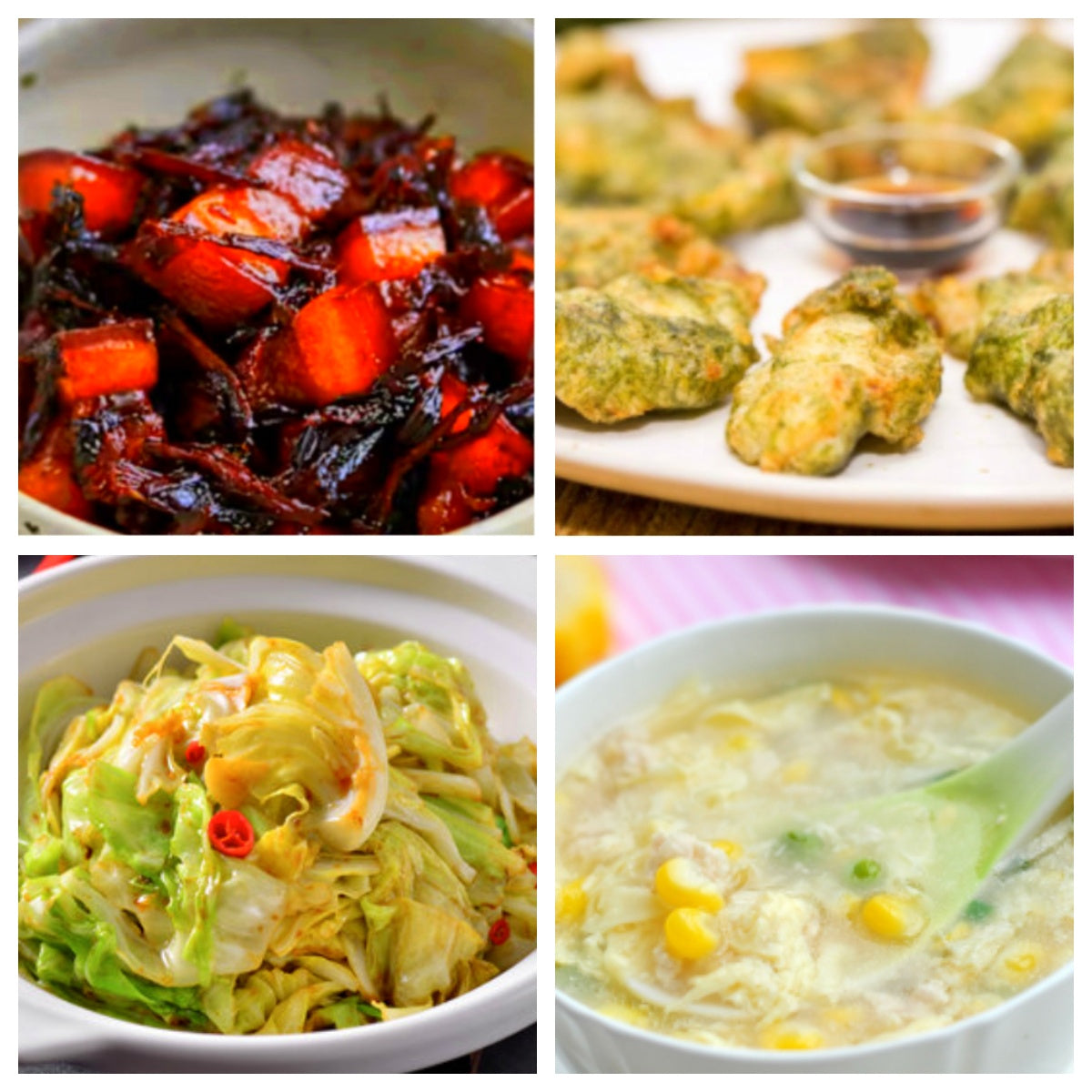 Friday, December 19th: Hometown dishes: Braised pork with preserved mustard greens, seaweed fish fillets, hand-shredded cabbage, and corn and chicken soup.