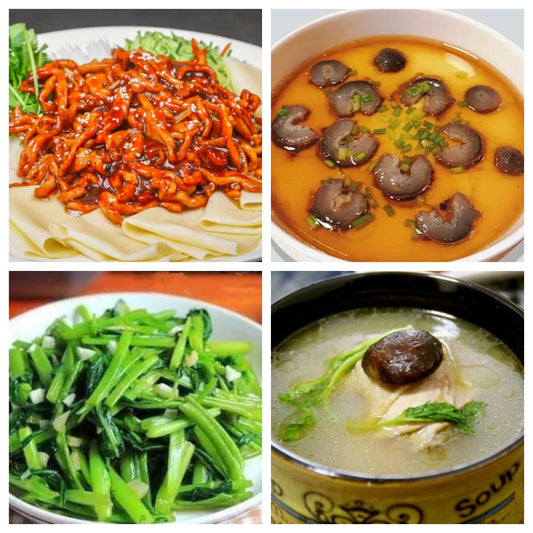 05月04日 周一经典回归：京酱肉丝、海参蒸蛋、蒜蓉空心菜、枸杞香菇老鸡汤