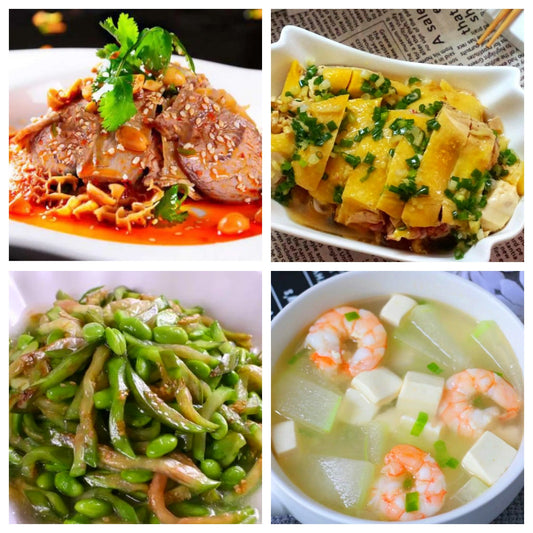 04月17日 周五麻辣鲜香：🌶️夫妻肺片、葱油鸡、青椒茄子炒毛豆子、冬瓜虾仁汤